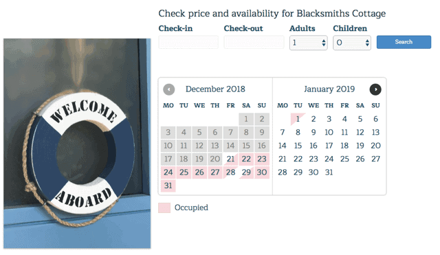 Holiday Availability Calendar